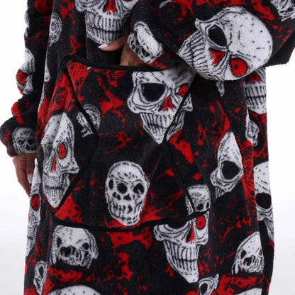 Oversized Hoodie Blanket for Adults Leopard Red Blue Black Fluffy TV Blanket Warm Thick Man Woman Winter Halloween Christmas Pjs