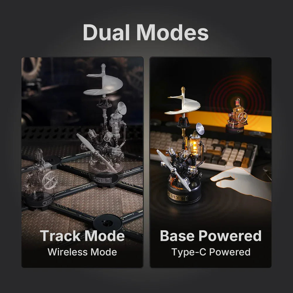 Robotime Rokr 3D Puzzle Da Vinci Helicopter Model Kit Mechanical DIY Building Set with Lights Motion PVC Engineering Model Toy