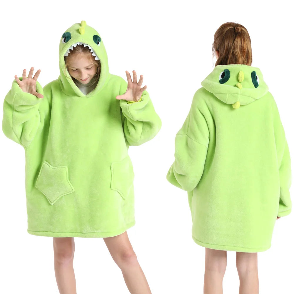 Funny Cartoon Children's Pajamas Girls Winter Clothes Plush Dinosaur Cat Bear Unicorn Pink Blue Toddler Boy Pijama Kids Clothing