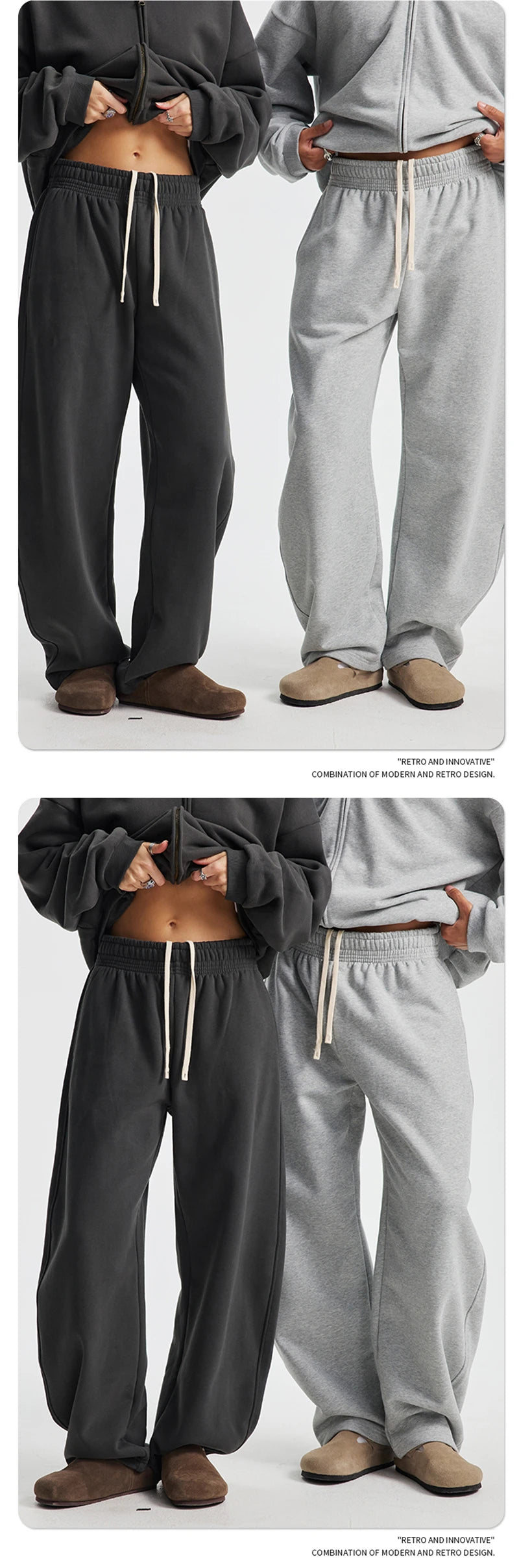 ZODF 2025 Winter 430gsm Unisex Fleece Straight Sweatpants Thick Warm Casual Oversized Trousers HY1170