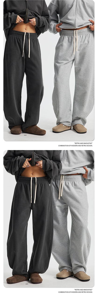 ZODF 2025 Winter 430gsm Unisex Fleece Straight Sweatpants Thick Warm Casual Oversized Trousers HY1170