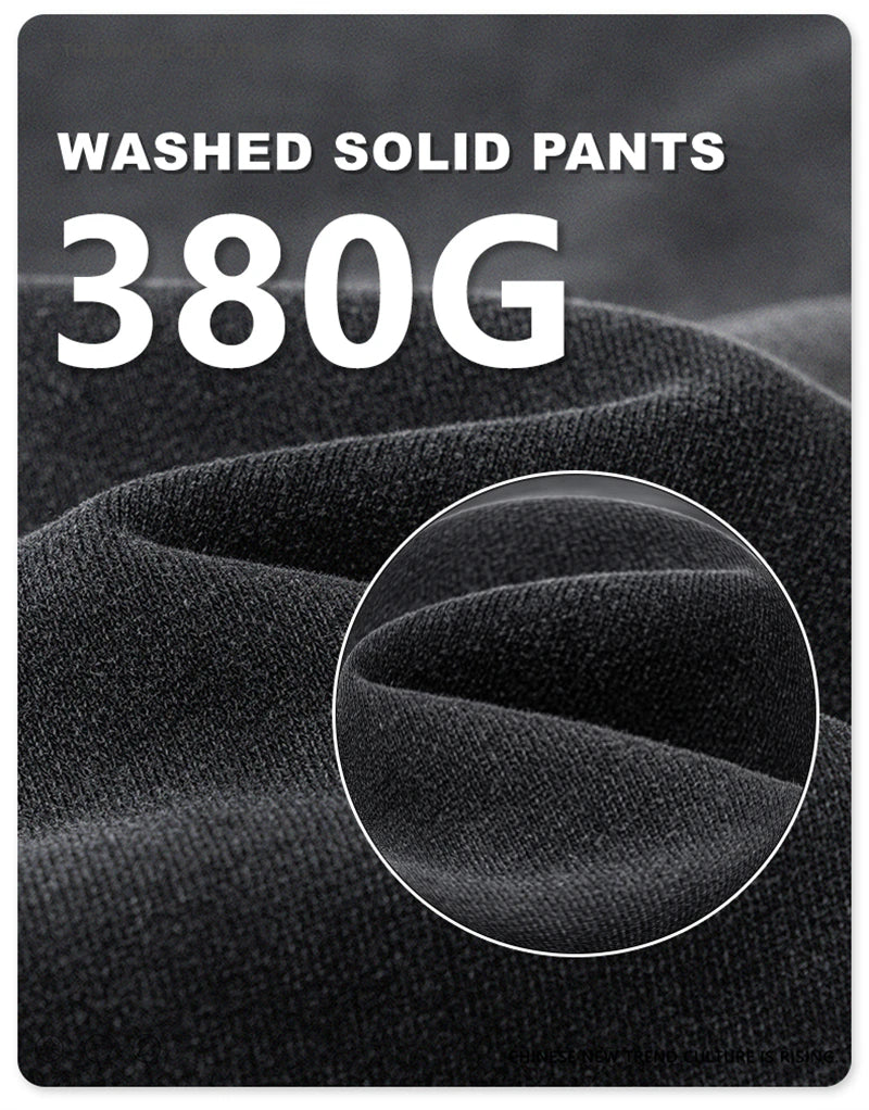 ZODF Retro Men Autumn Washed 380gsm Cotton Unisex High Street Oversized Solid Sport Straight Pants HY0885