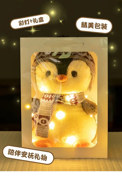 20-35cm Cute Penguin Wear Hat & Scarf Plush Toys Stuffed Animal Penguin Backpack Bags for Kids School Birthday Gift Xmas Decor