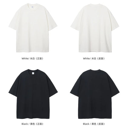 ZODF New Summer Men 100% Cotton Solid T Shirts Unisex High Street Heavy Weight 305gsm Oversized FG Noshrink T-Shirt Tops HY0165