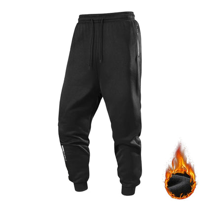 Chrlck Men’s Unisex Winter Fleece Sweatpants Warm Running Jogging Sport Trousers Elastic Waist Thick - Black / L