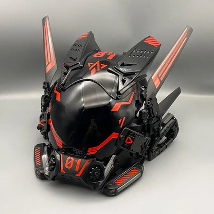 Cyber Punk Cos Mask Cosplay Mech Soldier With LED Light Rolling Subtitles Screen Mask Technology App Control Helmet Party Props