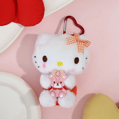 Genuine Sanrio Hello Kitty Kuromi Melody Pachacoo Cinnamoroll Stuffed Toy Pendant Cute Plush Toys Keyring Keychain Birthday Gift