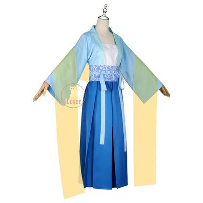 Anime The Apothecary Diaries Maomao Cosplay Costume Wig Blue Dress Hanfu Hunting Outfit Halloween Party for Women Girls iCoser