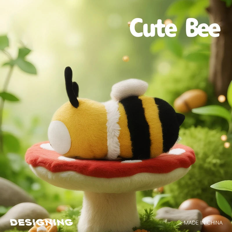 ZU Cute Flower Face Honey Bee Plush Toy Lovely Shark & Bee Caterpillar Ladybug Stuffed Soft Dolls Gift for Girl Boy Home Decor