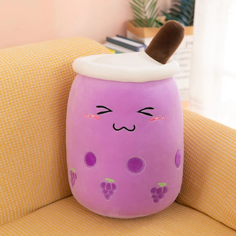 Bubble Tea Boba Plushie Kawaii Room Decor Plush Toy Stuffed Ice Cream Food Milk Tea Soft Hug Cushion Birthday Gift for Kids