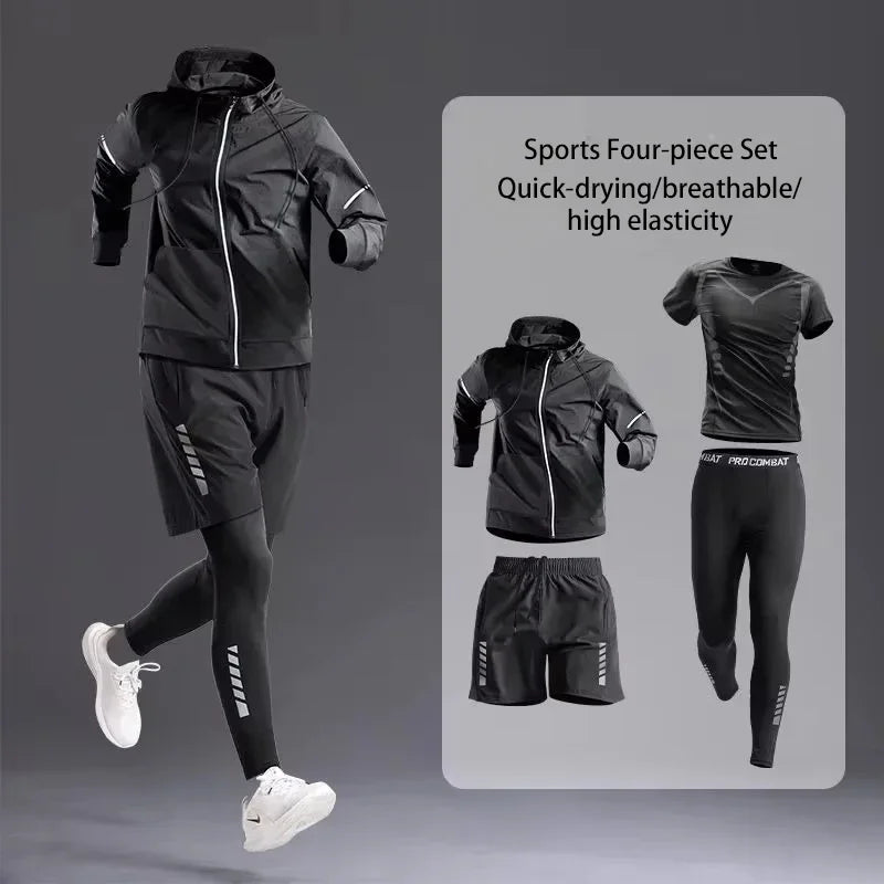 Men’s Sportswear Suit 1-5pcs – All-Season Running Cycling & Fitness Quick-Dry Track Set
