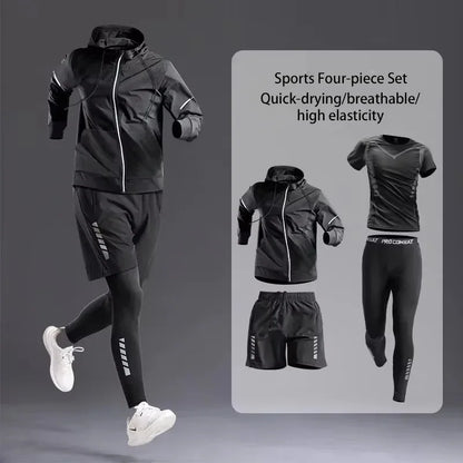 Men’s Sportswear Suit 1-5pcs – All-Season Running Cycling & Fitness Quick-Dry Track Set