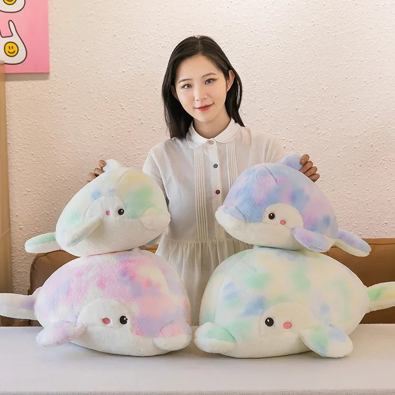 50-80cm Kawaii Fantastic Rainbow Colorful Plush Dolphin Stuffed Animals Doll Decoration Birthday Gifts Soft Pillow Children Gift