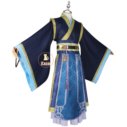 Anime The Apothecary Diaries Jinshi Cosplay Costume Wig Blue Robe Western Capital Banquet Uniform Mask Kusuriya No Hitorigoto
