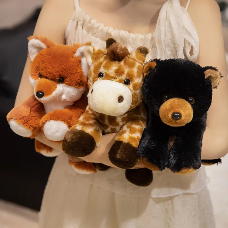 Cute Plush Animal Toys Set Panda Bear Fox Raccoon Elephant Giraffe Frog Soft Stuffed Dolls for Kids Sleep Appliance Baby Gift