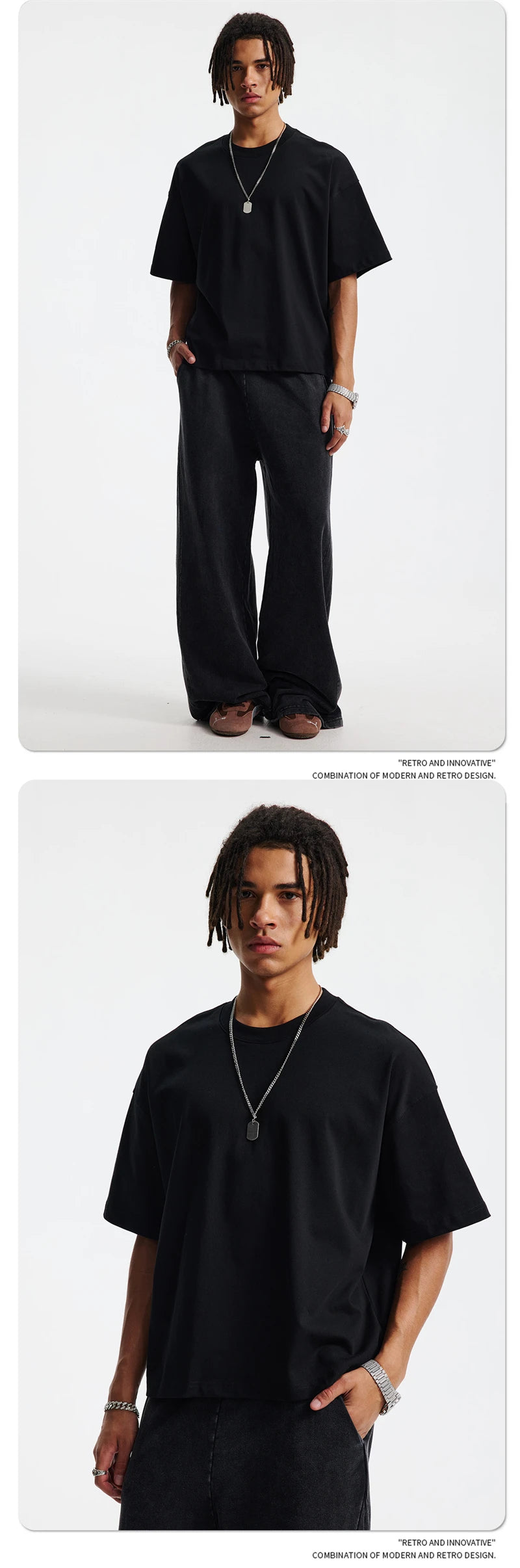 ZODF New Men Summer Boxy 275gsm Cotton T-Shirts Retro Unisex Oversized Short Version Basic T Shirt Brand Tees HY1070