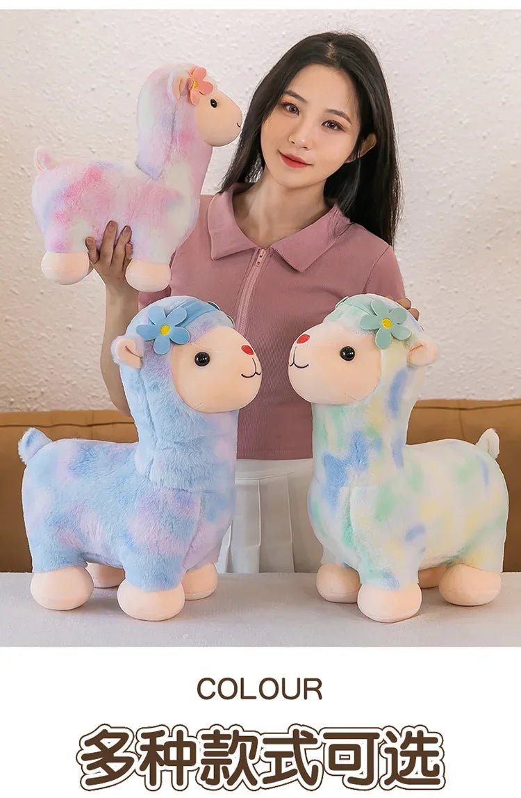 35-45cm Kawaii Fantastic Rainbow Colorful Plush Alpaca Stuffed Animals Doll Decoration Birthday Gifts Soft Pillow Children Gift