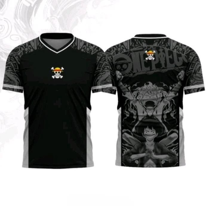 New Jersey One Piece Luffy Anime Y2k Korean Style Kpop Baseball Hockey T-shirt Fashion Streetwear Anime Daily Unisex Tops Tees