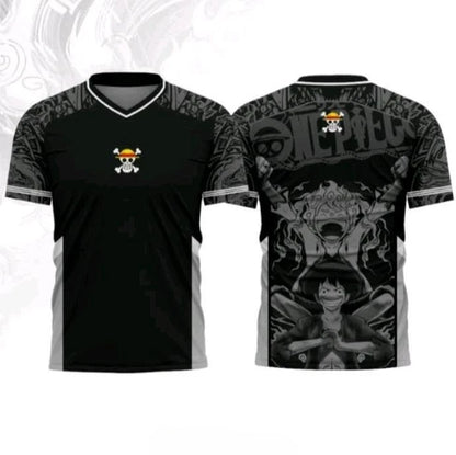 New Jersey One Piece Luffy Anime Y2k Korean Style Kpop Baseball Hockey T-shirt Fashion Streetwear Anime Daily Unisex Tops Tees