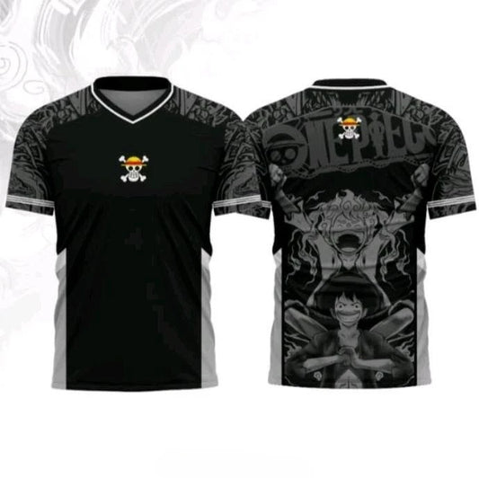 New Jersey One Piece Luffy Anime Y2k Korean Style Kpop Baseball Hockey T-shirt Fashion Streetwear Anime Daily Unisex Tops Tees