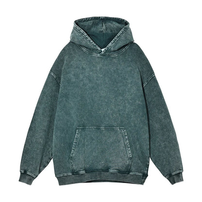 ZODF Autumn Winter Men 420gsm Heavyweight Washed Cotton Hoodie Streetwear Sweatshirt HY0307 - green / XXL / China