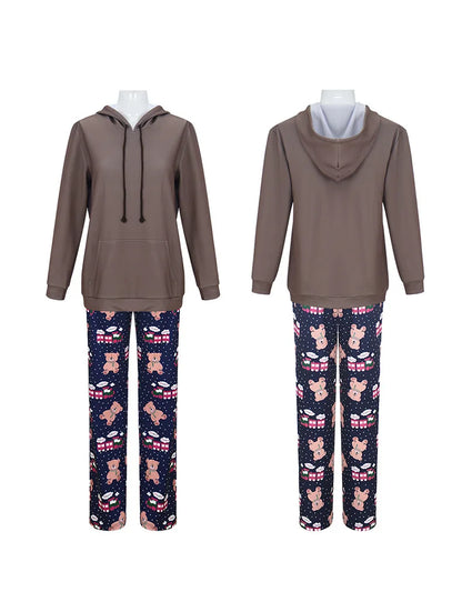 None Mira Light Purple Bear Pajamas Unisex Polyester Set