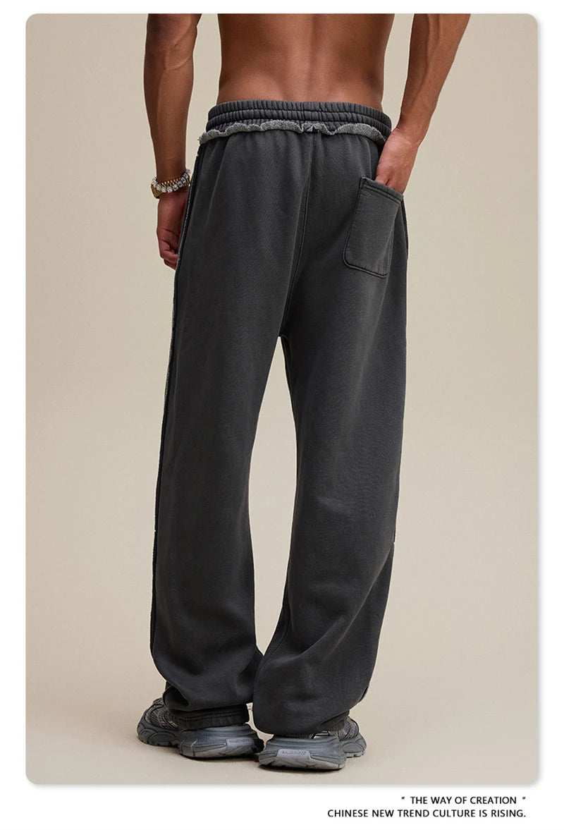 ZODF 2025 Winter Unisex Washed Fleece Straight Pants 400gsm Knitted Warm Loose Trousers HY1093