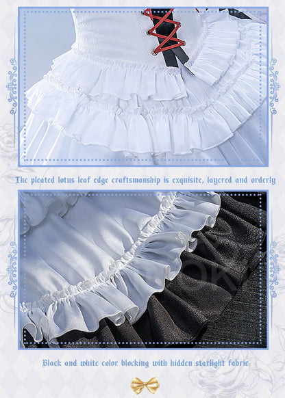 IN STOCK Asukaa Reii Cosplay Costume Anime DokiDoki-R Wome Black White Gothic Dress Asukaa Cosplay Halloween Costume