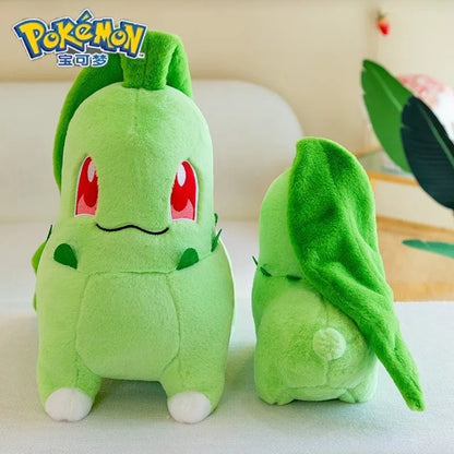 45/60/80cm Big Size Pokemon Chikorita Cartoon Anime Plush Stuffed Doll Room Decoration Plushies Pillow Ornaments Children's Gift