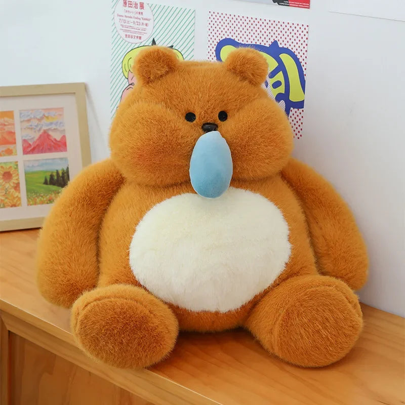 35-45cm Cute Muscle Bear Snot Bear Doll Sitting Posture Pull String Animals Stuffed Toy Soft 24CM Plush Bear Doll Kids Kawaii