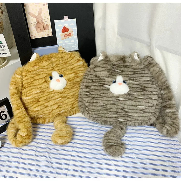 Cute Cat Plush Crossbody Bag for Women's New Instagram Soft and Cute Furry Large Capacity High-end Sensory Communication Tote