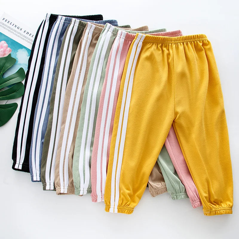 Kids Pants Girls Trousers Spring Summer Autumn Clothes Children's Long Pants Side-Stripe Casual Pants for 3 to 4 5 6 7 8 9 Years