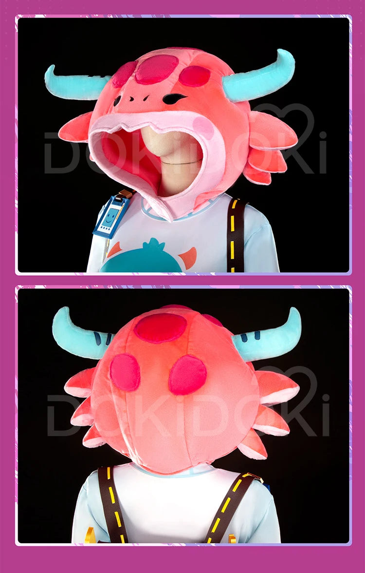 Neekoo Cosplay Costume Game Cosplay DokiDoki-R Neekoo Skin Super Fan Cosplay Women Cute Red Plush Costume Tail