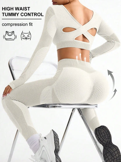 2pcs Women’s Seamless Breathable Sports Yoga Running Fitness Suit