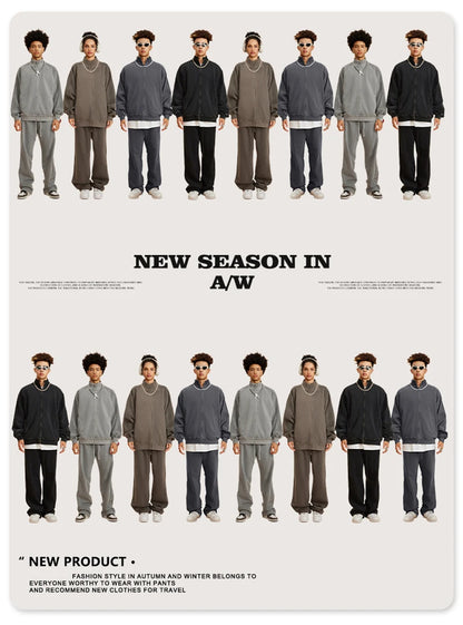 ZODF Fashion Autumn Winter Men Washed 450gsm Pants Unisex High Street Oversized Straight Trousers Streetwears HY0626