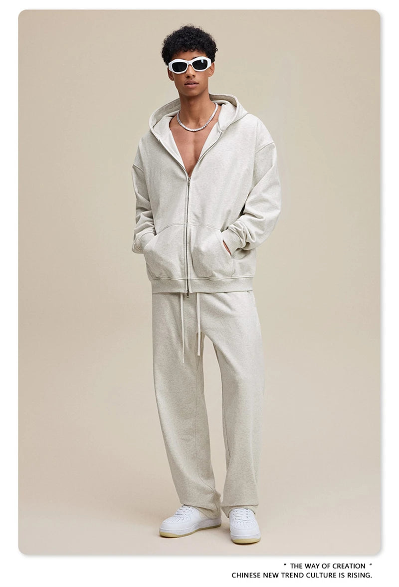 ZODF Trendy 2025 Heavy Weight 445gsm Zipper Hoodies For Man Unisex Casual Zip-up Hooded SweatShirts Coats HY1102