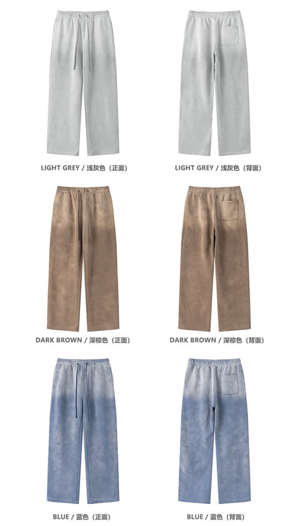 ZODF Retro Winter Monkey Washed Fleece Pants For Men Unisex Washed High Street 332gsm Warm Oversized Straight Trousers HY0892