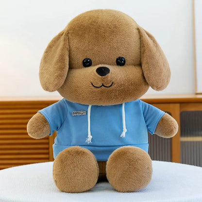 Kawaii Plush Dog Stuffed Animal Toy Hoodie Puppy Doll for Girls Soft Comforter Kids Birthday Christmas Gift Living Room Decor