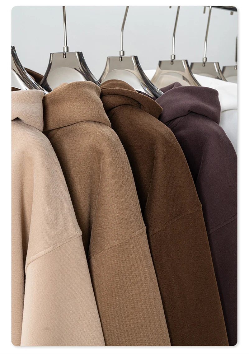 ZODF Fashion Winter Men Warm Zipper Fleece Hoodies Unisex Loose Basic 345gsm Knitted Hooded Hoodie Coats HY0904