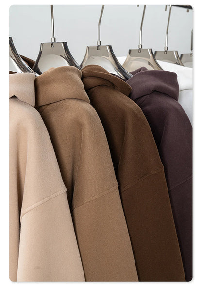 ZODF Fashion Winter Men Warm Zipper Fleece Hoodies Unisex Loose Basic 345gsm Knitted Hooded Hoodie Coats HY0904