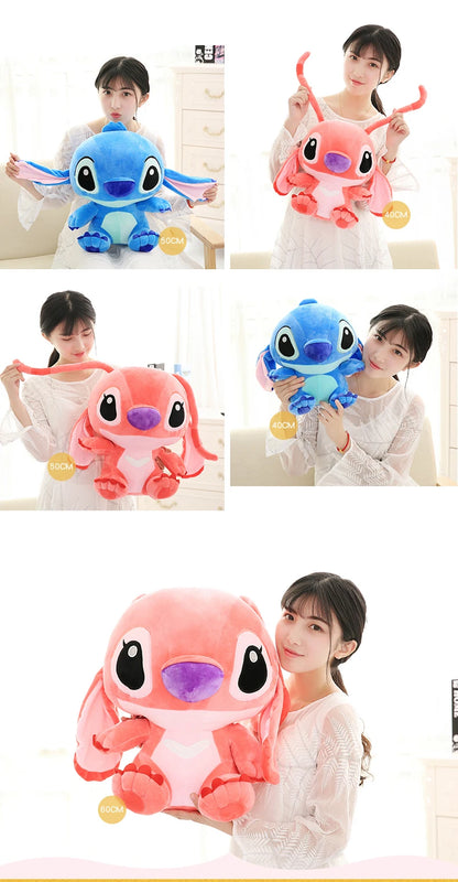 Genuine Disney Kawaii Large Stitch/Angie Plush Toy Cute Anime Peripheral Plush Stuffed Doll Christmas Gifts for Kids Girls