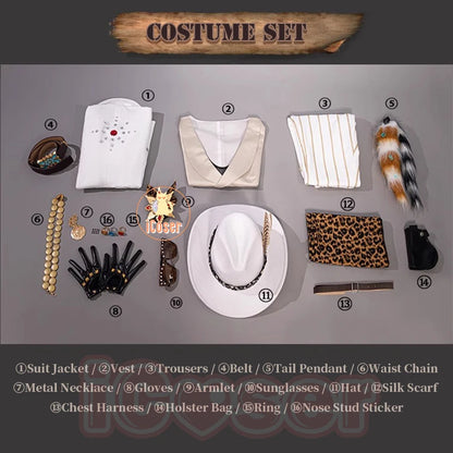 Identity V Prospector Cosplay Costume Wig Norton Campbell Uniform Hat Glasses Gambler in The Spotlight Halloween Women Men Props
