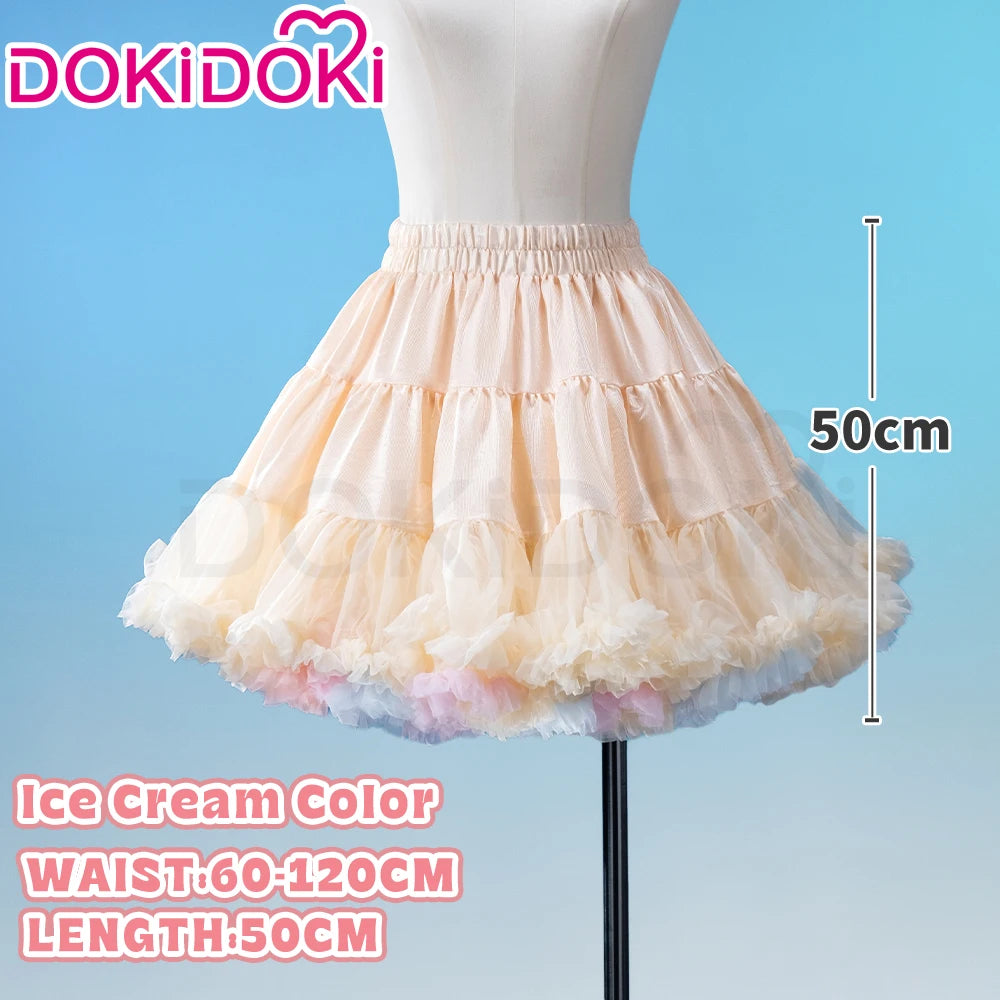 Underskirt Petticoats Bustle Cosplay Props Dokidoki Halloween Skirt Dress Long Short White Black - 50cm Ice Cream Color