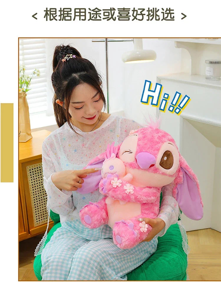 30/85cm Lilo and Stitch Disney Plush Toys Pink Kawaii Scrump Anime Cartoon Plushie Sakura Stich Dolls Soft Stuffed Gift for Kids