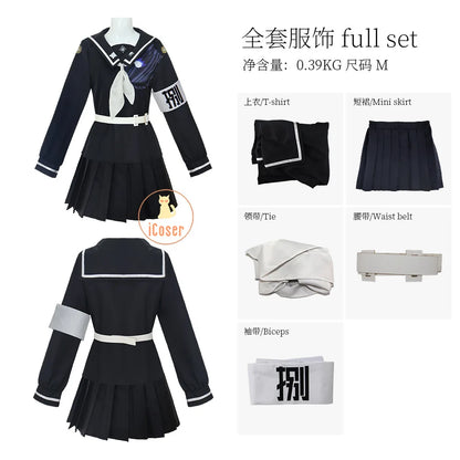 The Hundred Line Kako Tsukumo Cosplay Costume Wig Battle Uniform Skirt Hairband Last Defense Academy Halloween Party for Women