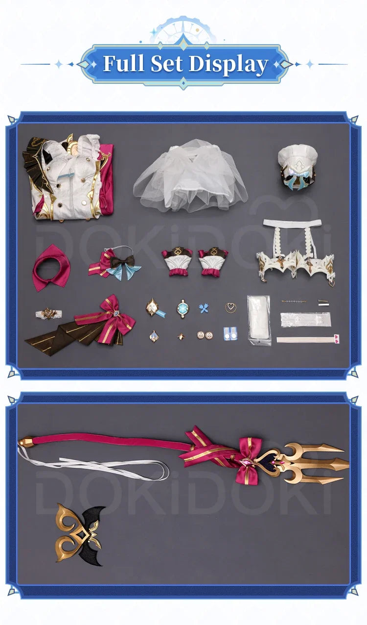 IN STOCK Escoffier Cosplay Costume Game Genshin Impact DokiDoki-SR Women Fontaine Costume Escoffier Cosplay Tail Wig