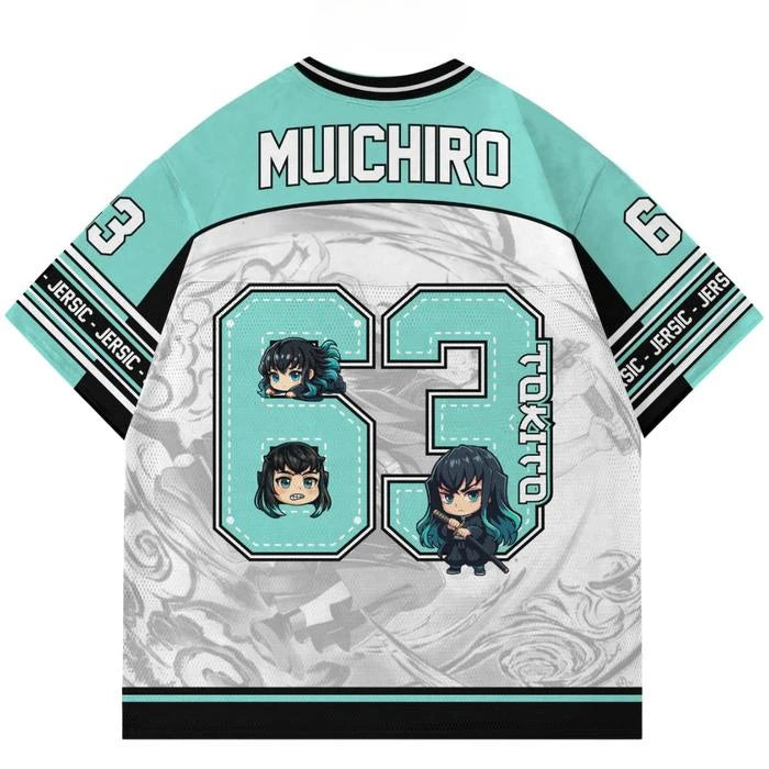Demon Slayer Muichiro Tokito Anime Series Number 63 Jersey Oversize Kpop Baseball Hockey Outfit T-shirt Daily Unisex Tops Tees