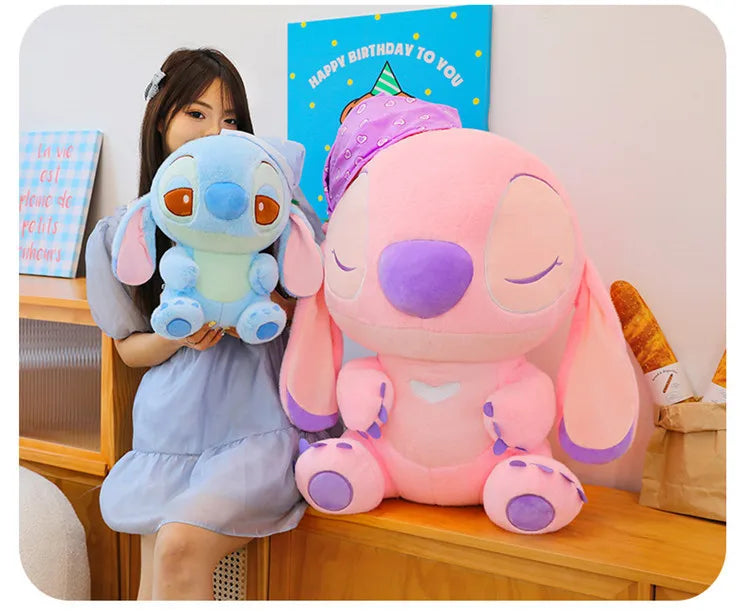 80cm Large Big Size Disney Stitch Sleeping Cute Anime Plush Stuffed Doll Room Plushies Pillow Ornaments Children's Holiday Gifts