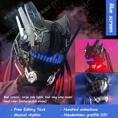 Cyberpunk App Mask Light Up Rolling Subtitles Screen Mask Cos Mech Technology Sense Mobile Phone Control Helmet Role Play