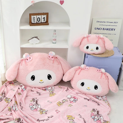 Lovely Kuromi My Melody Plushies Stuffed Anime Headrest Comfortale Soft Cuddly Pillow Cartoon Plush Toy Blanket Xmas Gifts Girl